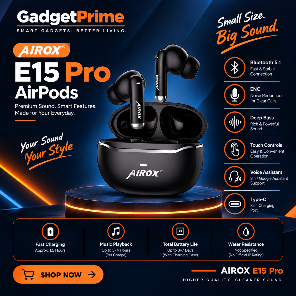 Airox E15 Pro Wireless Earbuds (ENC & Bluetooth 5.1)