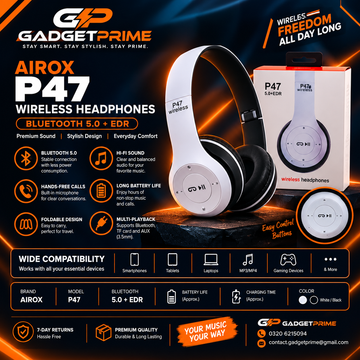 AIROX P47 Wireless Headphones – Bluetooth 5.0 + EDR, Over-Ear Design