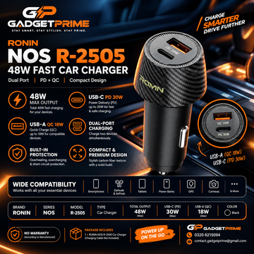 RONIN NOS R-2505 48W Dual-Port Fast Car Charger